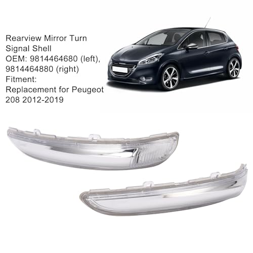 1 Paio Specchietto Retrovisore Indicatori di Direzione Borsette 9814464680 Specchietto Retrovisore Indicatore Lampada Lente di Ricambio per Peugeot 208 Dal 2012 Al 2019