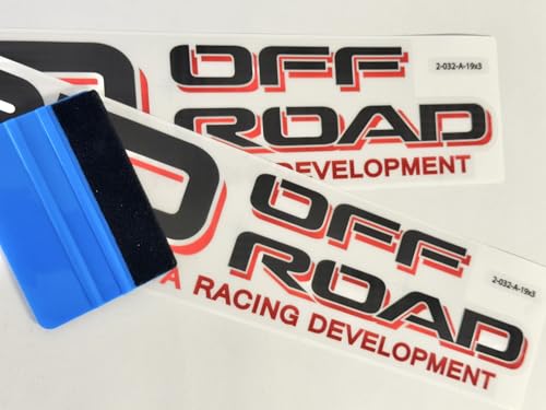 2 Pieces - Black & Red Offroad Sticker Compatible with TRD Four Wheel Drive Decals Replacement for Truck Bed Off Road Vehicle Weatherproof Size 19 x 3 inch