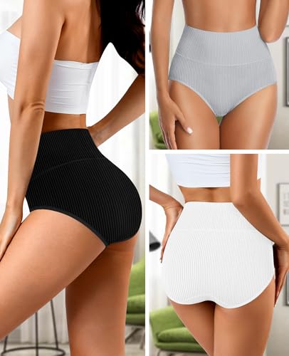 Image of High Waisted Womens Underwear Cotton Tummy Control Postpartum Essentials Full Coverage Panties Soft Comfortable Briefs