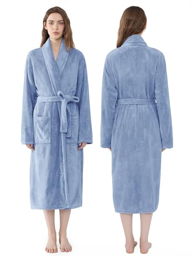 Image of Soft Robe For Women,Warm Plush Bath Robes Female,Spa Towel After Shower Lightweight Long Bathrobe