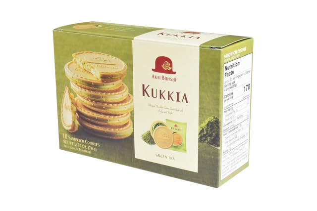 Kukkia Matcha(Green Tea) Chocolate(New Package) 10ct/box- Whipped Green Tea Chocolate Cream Sandwiched with Wafer(Gaufrette) and Crispy Cookie