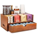 OWATRKDEY Coffee Bar Organizer for Countertop with Drawer, Coffee Station Organizer for Countertop, Coffee and Tea Organizer, Coffee Organizer Station for Countertop with Drawer