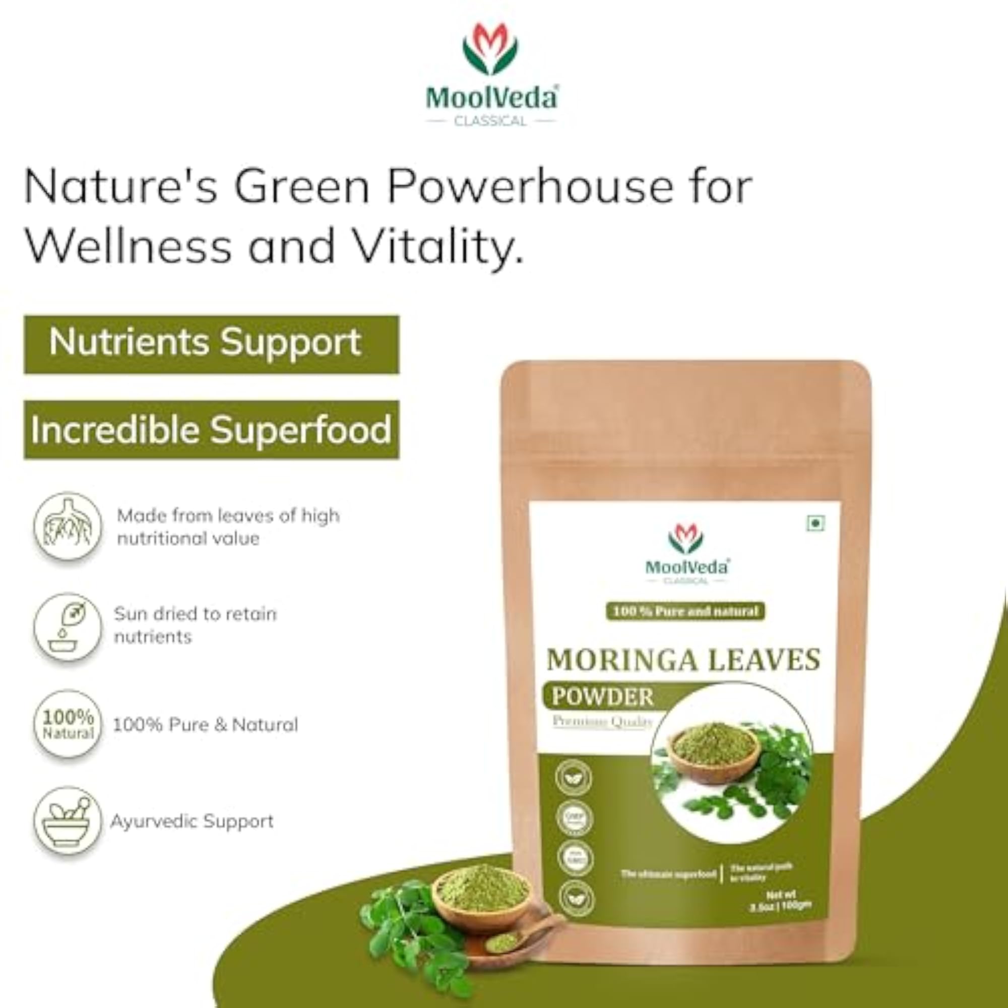 Moringa Tablet Leaves Powder, Natural Energy Boost Gift