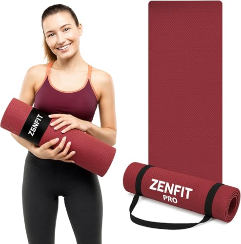 Image of Yoga Mat for Women and Men 4mm with Carry Strap EVA Material Extra Thick Exercise Mat for Workout Yoga Fitness Pilates and Meditation, Anti Tear Anti Slip For Home & Gym Use (Maroon)