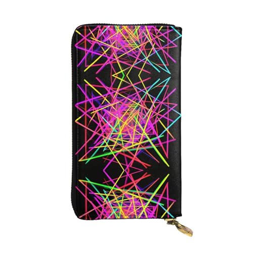 Portefeuille de voyage long en cuir imprimé lignes fluo anti-perte de place
