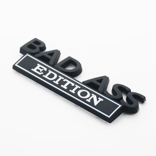 Image of 2Pc Bad Ass Edition Emblem 3D Badge Stickers with Double Tape for Cars, Trucks, Motorcycles, Boats (Black White)