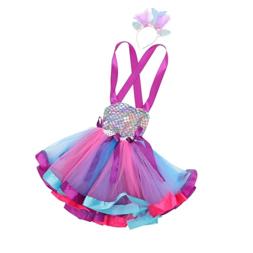 DEARMAMY 1 Juego De Faldas De Rendimiento Para Niñas Diadema De Sirena Vestido De Sirena De Sirena Diadema De Princesa Traje De Sirena Para Niñas Disfraces De Juguetes De Sirena