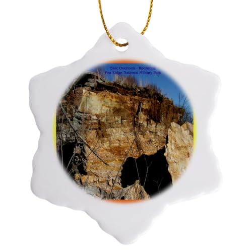 3 inch Snowflake Porcelain Ornament - Pea Ridge National Military Park - East Overlook - Rockslide Arkansas