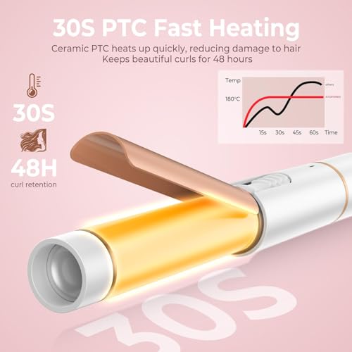 25mm Mini Lockenstab, Lockenstabs Kurze Haare,Reise Lockenstabs 180℃, Keramik Mini Lockenwickler, Lockenwickler klein Lockenstabb Kurze Haare Trave Schnelles Aufheizen mit Aufbewahrungstasche