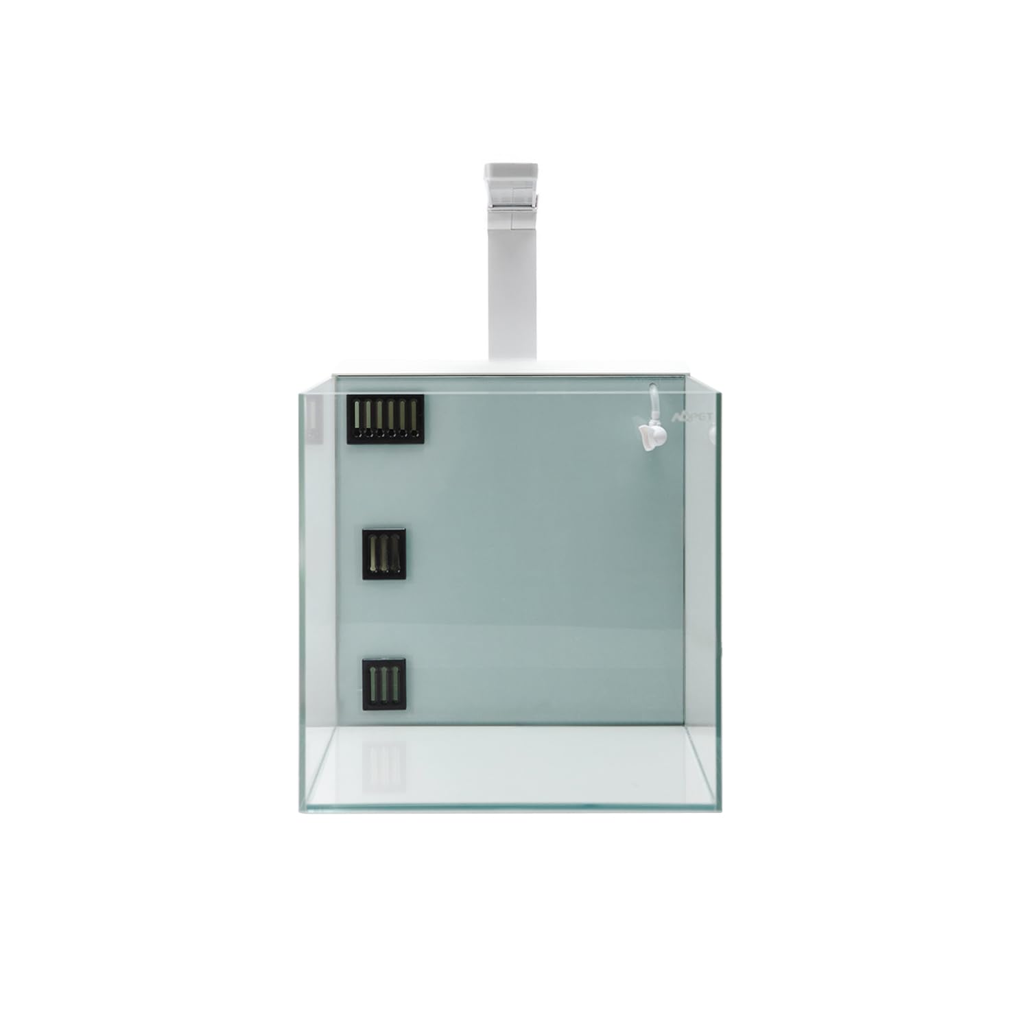 AQPET Acquario Completo Kubic Rear 30x30x30 cm in Vetro Extrachiaro – Con Filtro Posteriore Integrato e Lampada LED – Vasca Cubica Design Moderno (Colore Bianco)