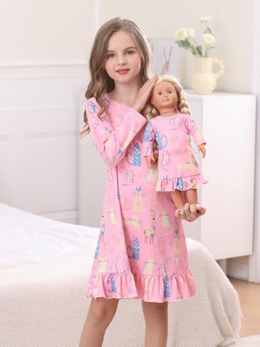 Bow Dream Toddler Girls Casual Dress Cute Cat Kids Clothes Animal Pattern Long Sleeve Dress3