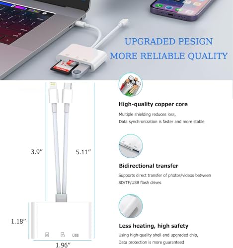 Lecteur de carte SD iPhone adaptateur Lightning USB 3.0 iPad MacBook Android