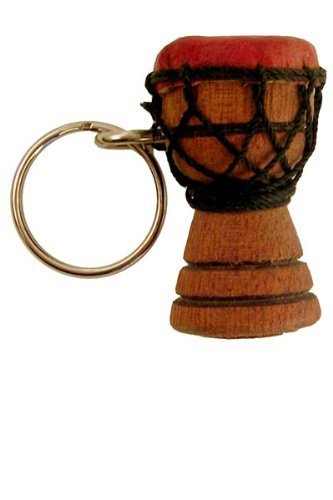 Africa Heartwood Project Ręcznie rzeźbiony afrykański breloczek bębnowy Djembe - wykonany z litego drewna mansonii - koziej skóry i liny