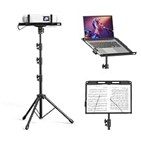 KDD Beamer Ständer - 4 in 1 Notenständer Klappbar Stabil mit Federarm Laptop Bodenständer Tablet Halter mit Schiebehebel - Projector Tripod Stand Höhenverstellbar von 59cm bis 160cm & 180° Drehbar