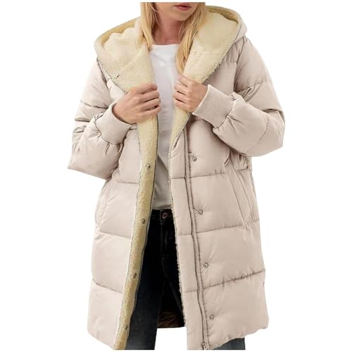 Womens Winter Coats Warm Down Sherpa Puffer Jackets Zip Up Hooded Outwear Oversized Shearling Fleece Long Coats