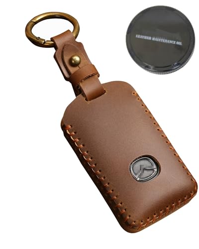 SIEVEN Key Fob Case Compatible with Mazda 3 3 Hatchback 6 CX-5 CX-50 CX-3 CX-30 CX-9 CX-90 MX-5 CX-70 2020-2026 Remote Car Key Protector Case with Keychain Comes with a Leather Conditioner (Brown)