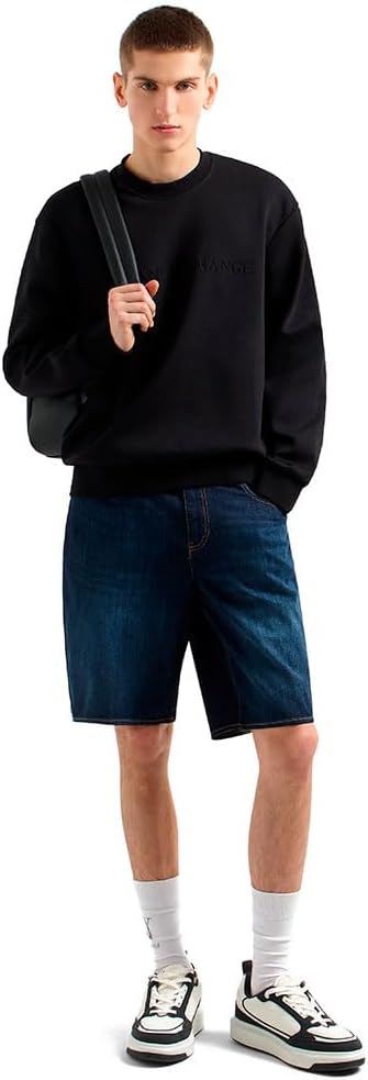 Armani Exchange mens Monochromatic Stretch Bonded Logo Sweatshirt - Image 5