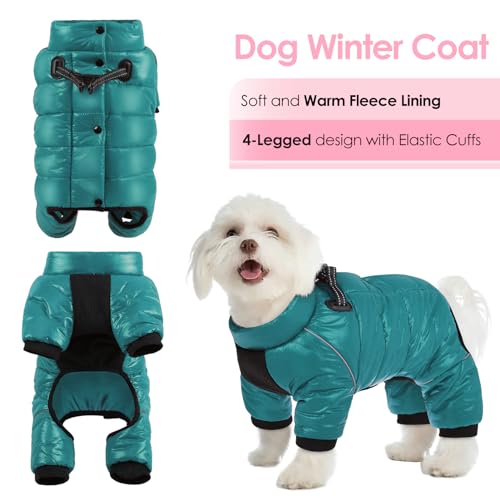 AOFITEE wasserdichte Hundemantel, Winter Warme Hundejacke für Kleine Mittel Hunde, Winddichte Hunde Wintermantel mit Reflektierender Streifen und Reißverschluss, Hund Schneeanzug mit Fleece