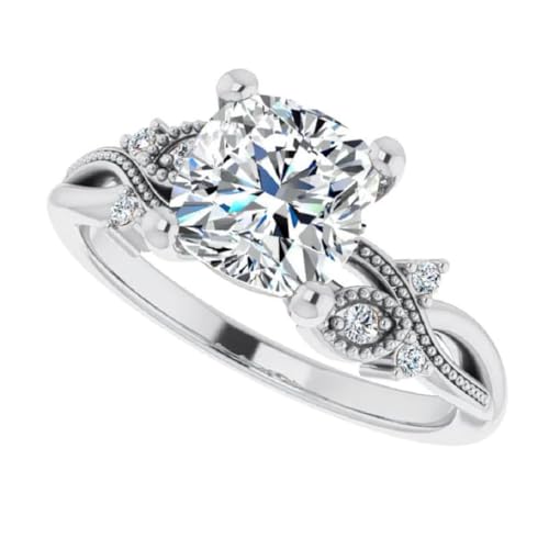 Moissanite Cushion Cut Engagement Ring Set 1CT-3CT Milgrain Bridal Ring 925 Silver/10K/14K/18K Gold Anniversary Christmas Gift For Her