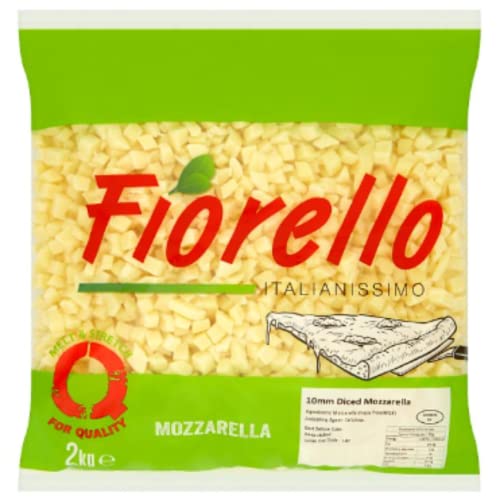 Fiorello Italianissimo Mozzarella 10mm Diced 2kg (Pack of 6) – Professional Pizza Mozzarella Cubes, Even Melt & Coverage, Catering & Foodservice Bulk Pack