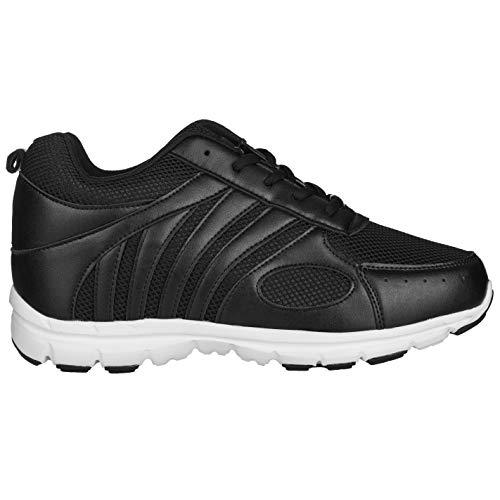 CALTO Men's Invisible Height Increasing Elevator Shoes - Black Leather/Mesh Lace-up Super Lightweight Trainer Sneakers - 3 Inches Taller - G3304 - Size 10 D(M) US2
