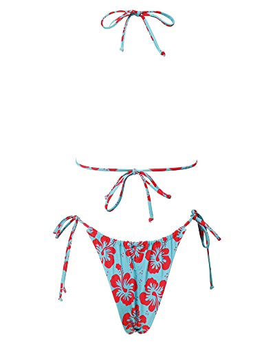 Image of MOSHENGQI Women Sexy Brazilian Bikini 2 Piece Spaghetti Strap Top Thong Swimsuit Bathing Suit