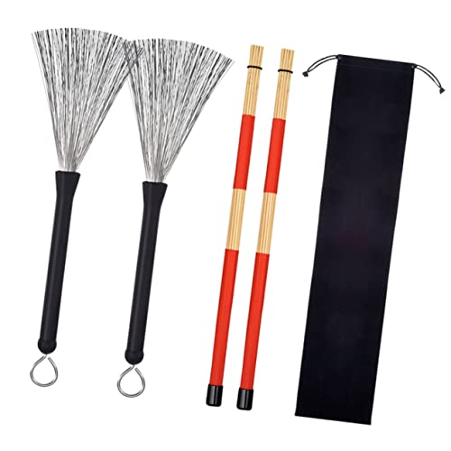 Set de Baquetas con Cepillos de Alambre para Percusión