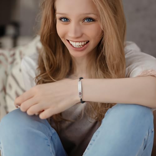 mnmoom Medical Alert Bracelets for Women Stainless steel Heart Medical ID bracelets with Free Engraving4