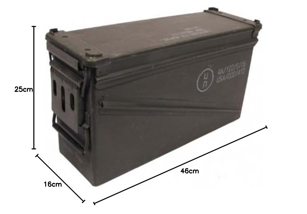 MFH Gebrauchte Größe 5 US Army Munitionskiste 46x15,5x25 cm Werkzeugkiste Box Metallkiste GC Versteck Metallbox