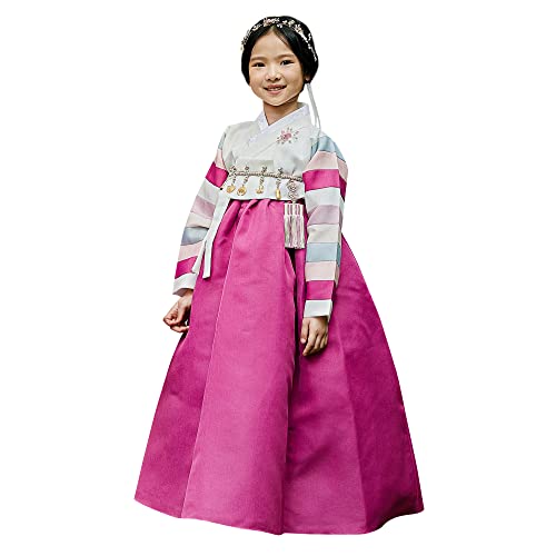 Korean Baby Girl Hanbok for 100~15y/o White Jeogori Magenta Girl Hanbok Baby Kids Korean Dress