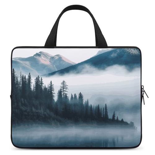Housse PC portable 17 pouces et pochette ordinateur motif montagnes brumeuses étanche