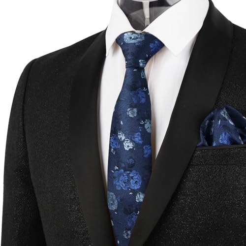 Image of Alizeal Mens 3.15'' Colorful Flower Pattern and handkerchief Necktie Set