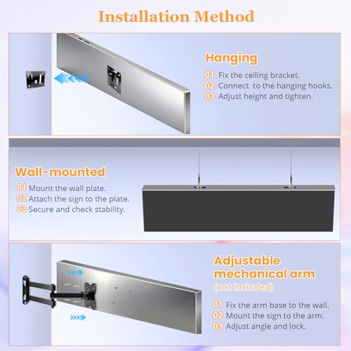 Image of P1.86 Ultra-Thin Programmable LED Sign, 37.8 inch x 6.3 inch Full Color Digital Display with APP & PC Control, DIY Text Image Video Editing High-Resolution GOB LED Advertising Screen for Business