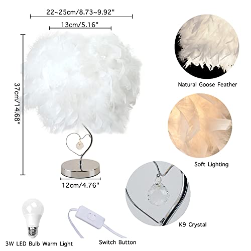GUANSHAN Lampada da comodino in piuma Paralume da