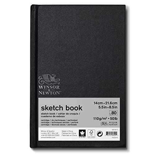 Winsor & Newton Sketch Book, Paper, Natural White, 17,8 x 25,4 cm-80 Blatt Skizzenpapier im Block, 17.8 x 25.4 cm