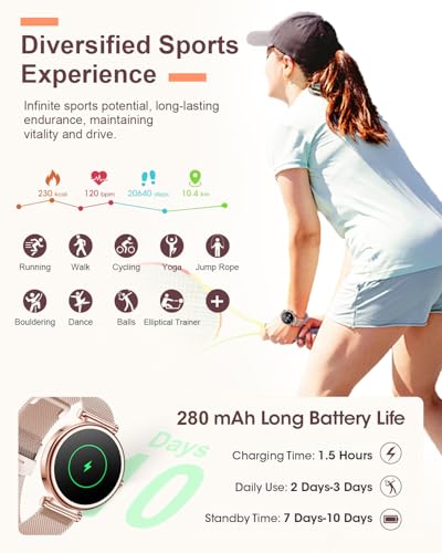 Image of Small Smart Watch for Women with Bluetooth Call, 1.27 inch Ladies Smart Watch,120+ Sports Modes Step Counter Fitness Watch, HR /BP /SpO2 Sleep Monitor, IP68 Waterproof Smartwatch for Android /iOS Silver
