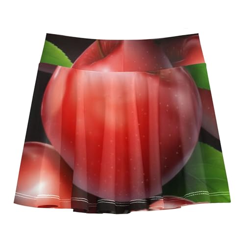 Tennis Skirts Toddler Shiny Red Apples Green Leaves Girls Skorts Athletic Shorts Rainbow Butterfly Skirt 4t2
