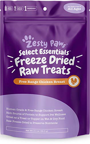 Freeze Dried Chicken Treats for Dogs & Cats - Raw Human Grade & Free Range Chicken Breast - Healthy Dog & Cat Training Snacks + Topper for Wet & Dry Food - Rich Source of Protein & Amino Acids 2.1 oz