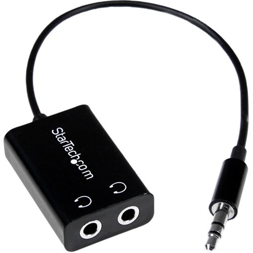 Startech.Com Black Slim Mini Jack Headphone Splitter Cable Adapter - 3.5Mm Male To 2X 3.5Mm Female - Mini-Phone For Headphone, Speaker, Tablet Pc, Notebook, Iphone, Ipod, Ipad, Audio Device, Cellular