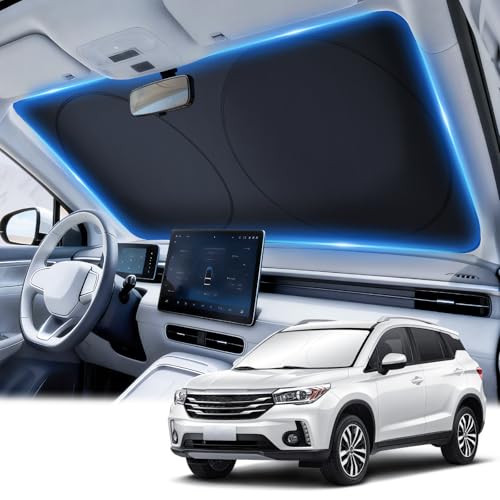 JUSTTOP 300T Car Windshield Sun Shade Universal Foldable Reflective Sun Shade with Storage Bag Car Interior Accessories Fit for Cars Trucks SUVs(63 L x 35 W)