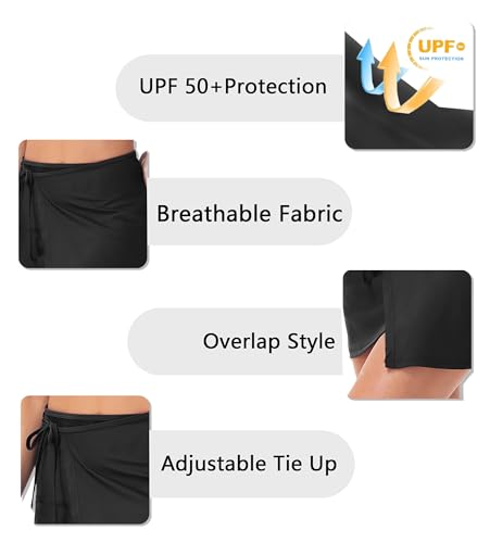 AOBUTE Womens Summer Upf 50+ Beach Sarong Overlapped Side Tie Wrap Swim Skirt (No Briefs)3