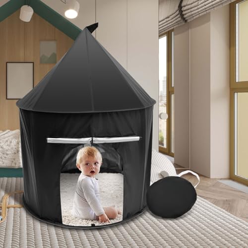 BAODBF Children Pop Up Play Tent Black Out Tent Helps With Autism Pop Up Tent with Silver Inner Lining & Bag Calm Down Tent 100×100 cm Blackout Tent for Kids - Image 9
