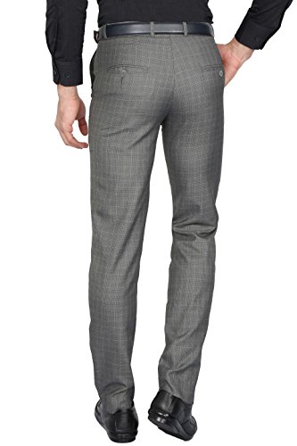 Image of Mc Henry Mens' Regular Fit Poly Blended Checkered Formal Trousers