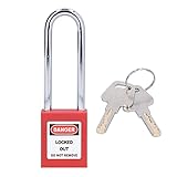 Industrial Safety Padlock 3in Steel Beam, Engineering Isolation Lock with 2 Keys - Anti and Temperature, Writable Label for Equipment Maintenance