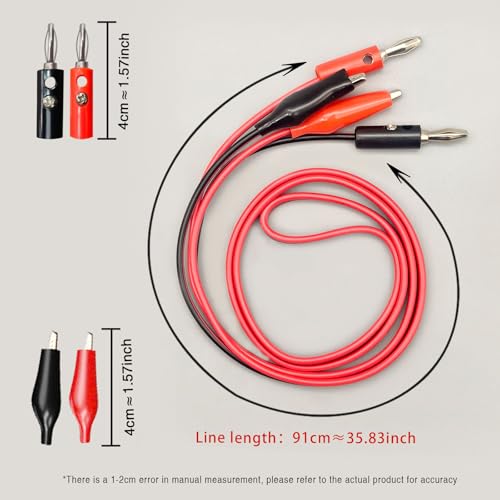 Image of Banana Plug to Alligator Clip Test Lead Wire Cable, 99CM Power Leads for Electrical Testing, Current Voltage Multimeter Test Line Laboratory Teaching Tools