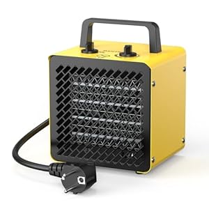 DAHTEC Keramik Heizlüfter 2000 Watt Klein Heizstrahler Bauheizer Bautrockner mit Thermostat & 3 Heizstufen Heizgebläse für Bad, Tisch und Innenbereich
