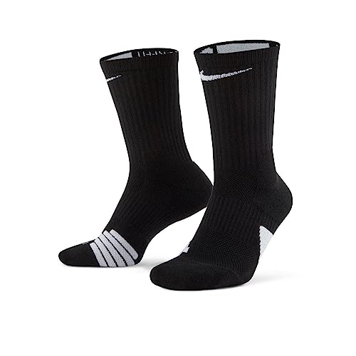 Nike Elite Crew Basketball Socks (Medium, Black/White/White)