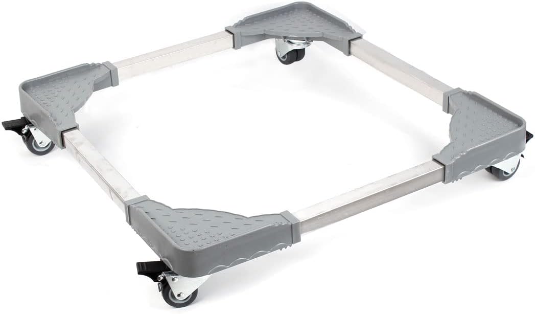 Ruilogod Gray Silver Tone 4 Wheels Adjustable Fridge Washing Machine Stand (id: 5f2 3a7 dff 617 0e7