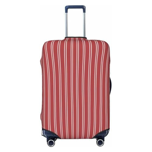 Stripes Red White Print Luggage Cover For Suitcase,Washable Elastic Travel Suitcase Protector With Zipper Closure And Bottom Buckle – Fits 18-32