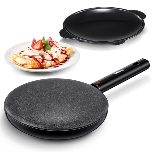 Electric Crepe Maker, 8 Inch(20cm) Portable Crepe Maker Machine With Not-Stick Dipping Plate, Automatic Temperature Control, Nonstick Crepe Pan, Black by Reemix - Used condition - CA$28.21